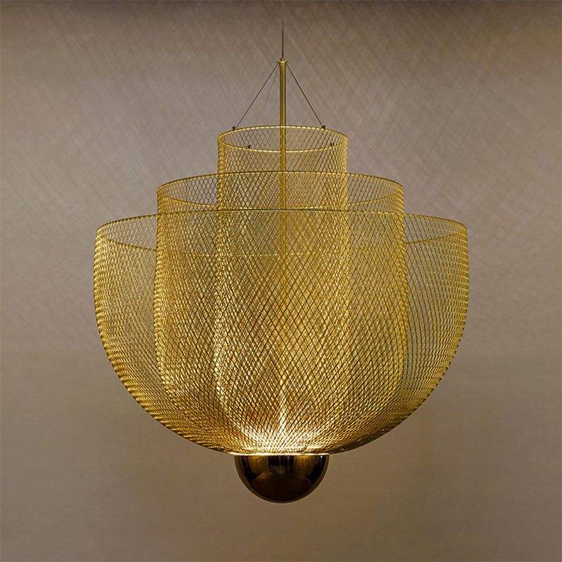 Draadmesh Bowl Kroonluchter Licht LED Post Modern hangend licht licht in goud/zilver