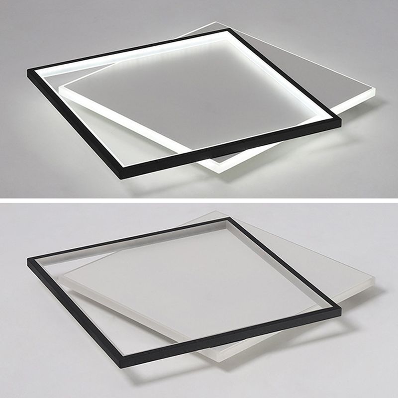 Squared Flush Mount Lighting Minimalist Metal Black-White LED Flush Ceiling Light Fixture