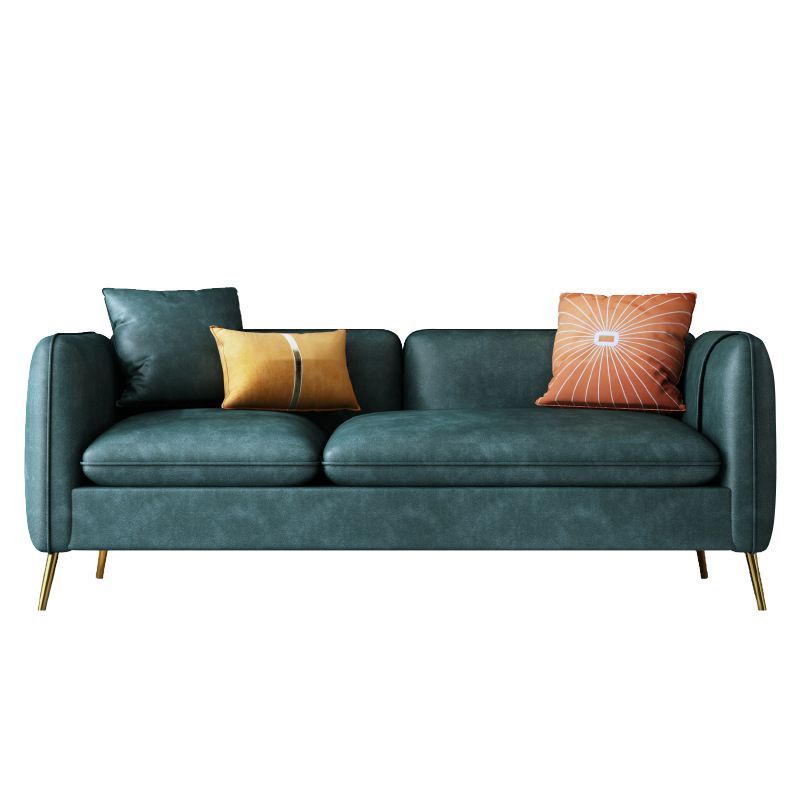 Mid-Century Modern Tuxedo Arm Sofa Faux Leather 29.92" High Seating