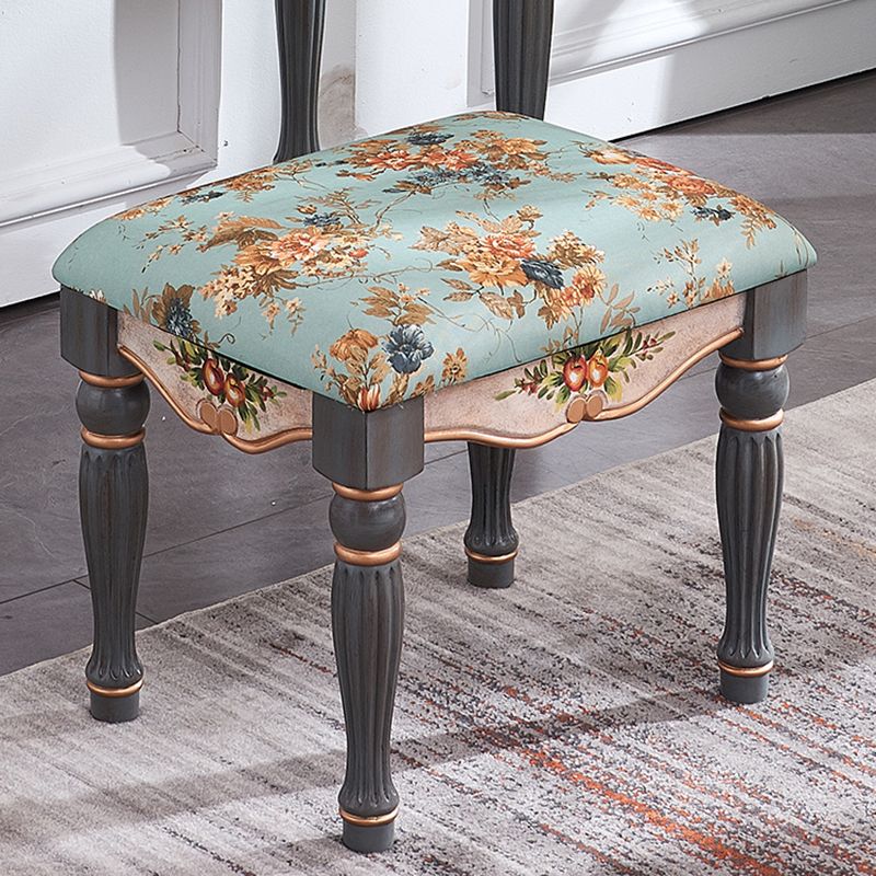Victorian Wood Vanity Set with Stool and Mirror in Antique Oak Vanity