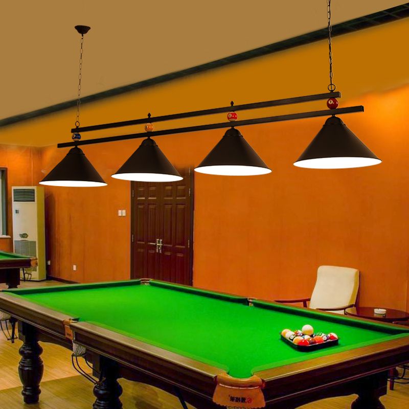 Conical Metal Hanging Island Light Industrial Billiard Club Suspension Pendant Light