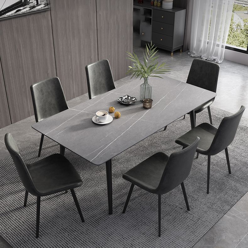 Industrial Style Sintered Stone Dining Table Rectangle Table with 4 Legs for Dinning Room