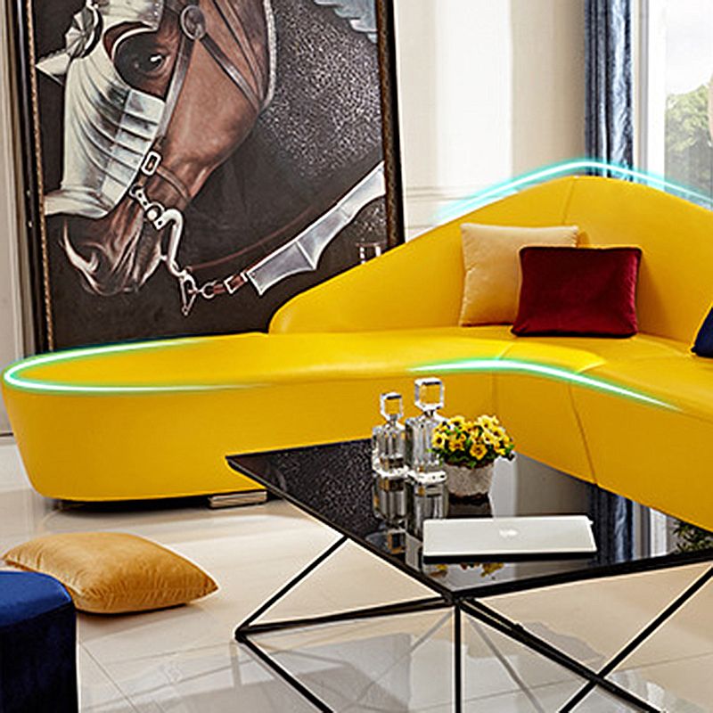 Contemporary Sloped Arm Seating Leather Sofa for Living Room