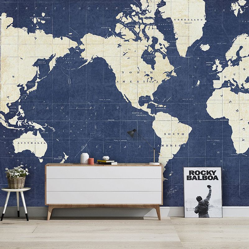 Decorative World Map Wall Covering Non-Woven Fabric Mural Wallpaper for Home Decoration