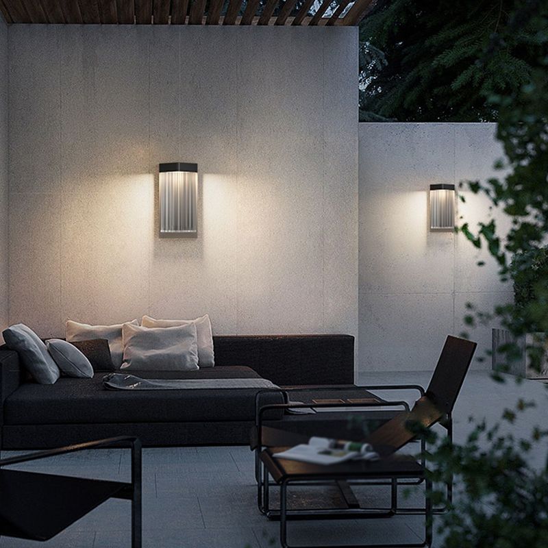 Simple Wall Sconce Black Outdoor Wall Light Fixture with Acrylic