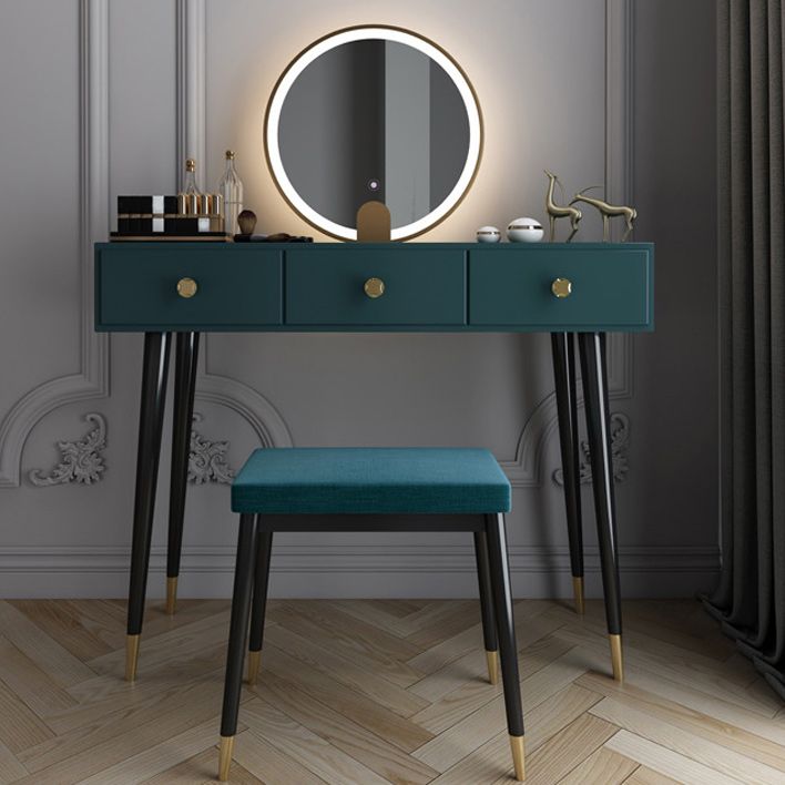 Modern Solid Wood Vanity Dressing Table with Mirror and Stool