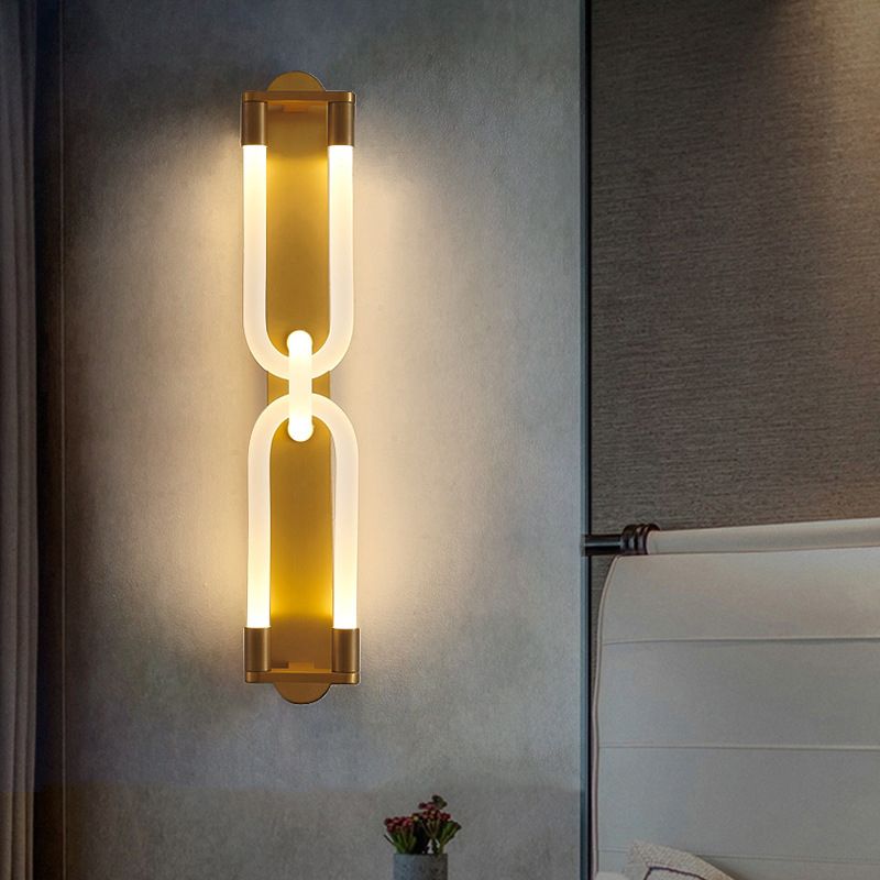 Iron and Glass Wall Mount Light Fixture in Clear and Gold Interior LED Wall Sconce