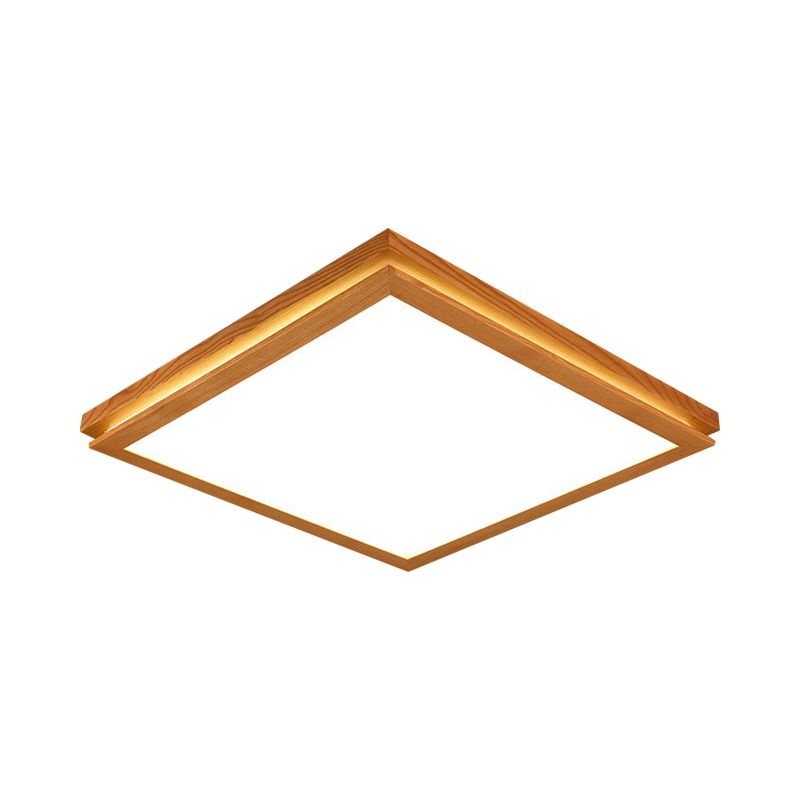 19.5"/25.5"/37.5" W Living Room LED Ceiling Lighting Modern Wood Flush Mount Light with Square/Rectangle Acrylic Shade, Warm/White Light