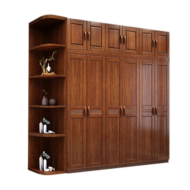 Brown Walnut Wood Storage Cabinet Traditional Cabinet with Drawer
