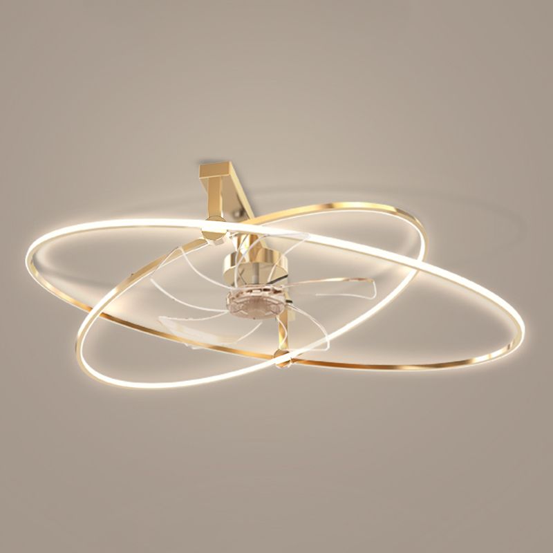 Cross Ellipse Ceiling Fan Metal Contemporary Fan Lighting for Living Room