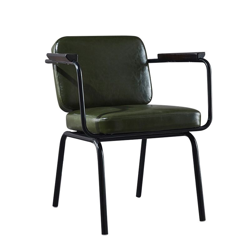 Industrial Style Metal Matte Finish Dinning Arm Chair Open Back Dining Chair