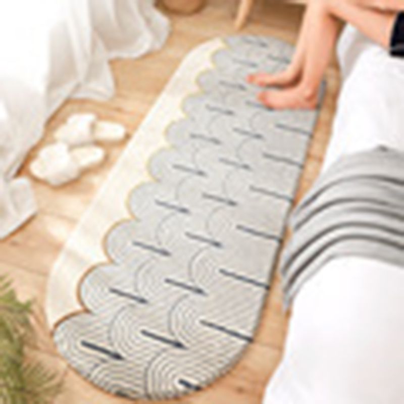 Oval Striped Pattern Carpet Casual Polyester Area Rug Washable Indoor Rug for Bedroom