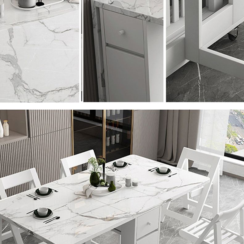 Forma rectangular de 59 pulgadas Mesa de comedor moderna de mediados de siglo Tono blanco