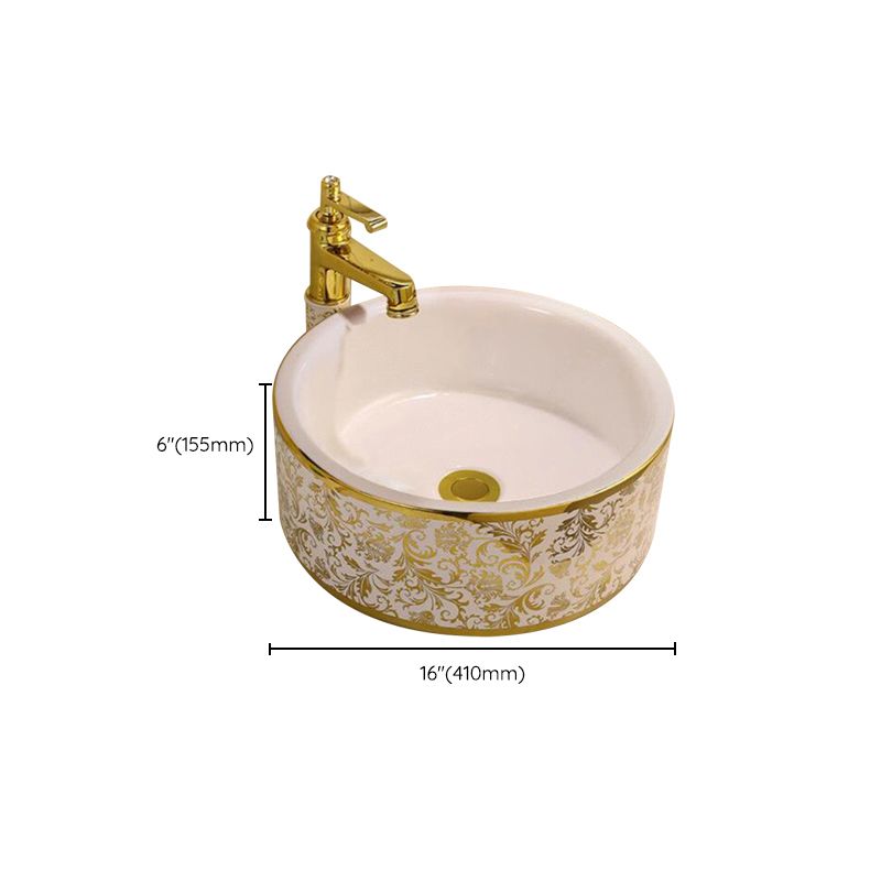 Glam Vessel Lavatory Sink Oval Porcelain with Faucet Vessel Sink