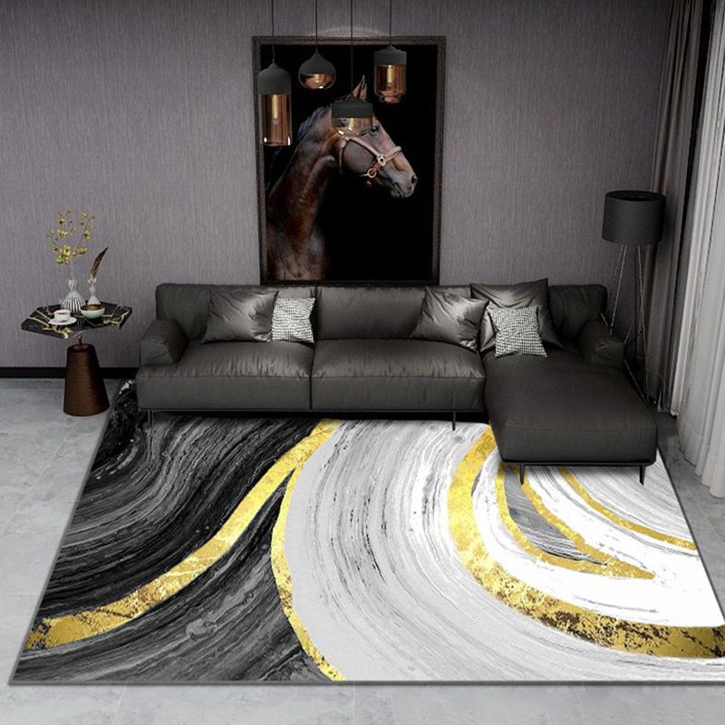 Living Room Indoor Rug Abstract Printing Area Carpet Polyester Non-Slip Backing Carpet