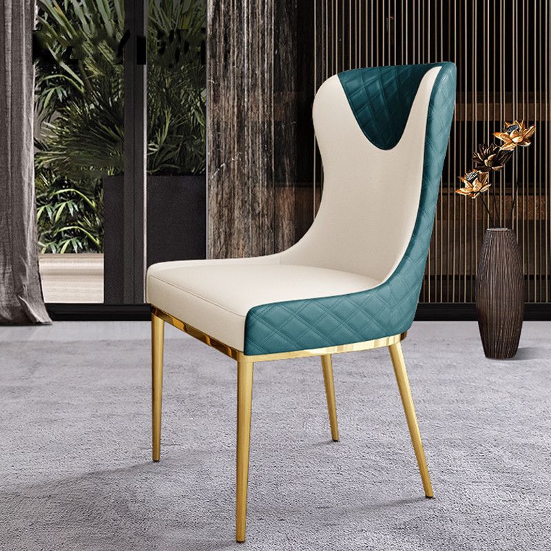 Glam Indoor Dining Chair Wingback Dining Room Chair with Metal Legs