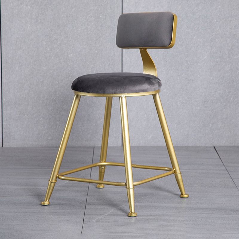 Glam Armless Backrest Counter Stool Iron Beauty Shop Bar Stool with Velvet Cushion