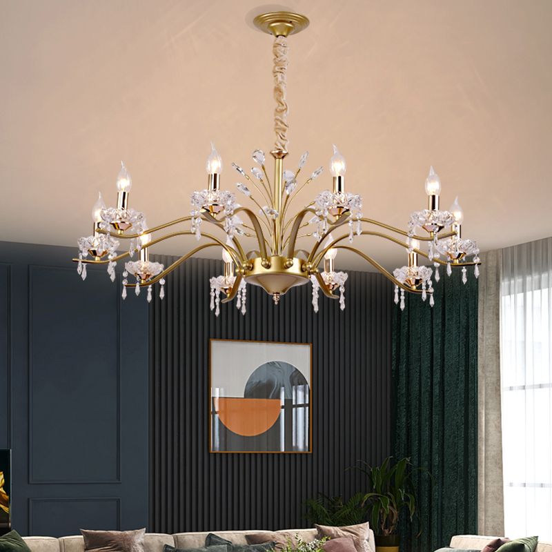 Traditional Unique Chandelier Lights Crystal Pendant Light Fixtures in Gold