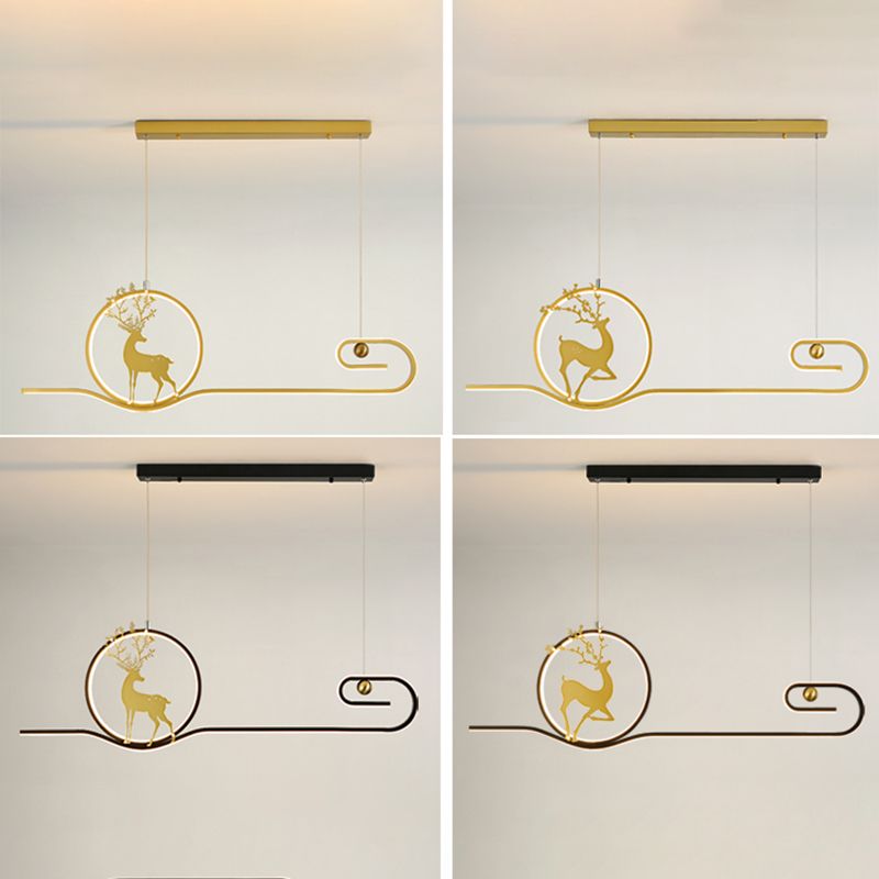 Candelier de la isla de ciervo moderno Candelera de 2 cabezas de restaurantes de iluminación colgante de iluminación