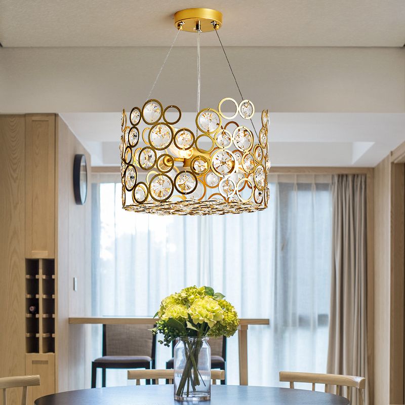 Luz de techo colgante con incrustaciones de cristal Postmodernas 3 cabezas Candelier de comedor Iluminación
