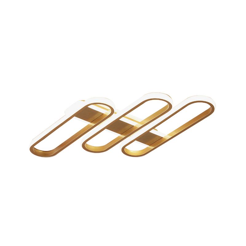 Oval Ceiling Lamp Modern Acrylic LED Gold Flush Mount Lighting in Warm/White Light for Living Room