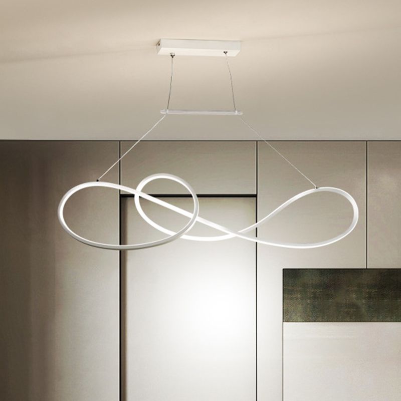Metalen gedraaide lijn hanger kroonluchter Noordse stijl zwart/wit/gouden LED -slinger lamp voor eetkamer, warm/wit licht