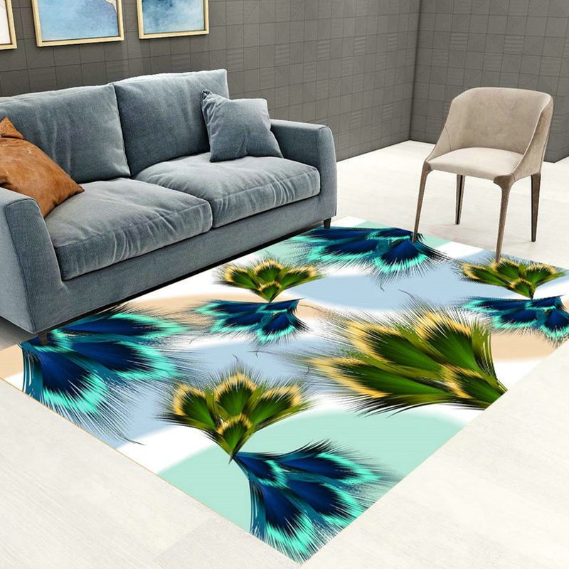 Formal Plant Printed Rug Multi Color Polypropylene Indoor Rug Non-Slip Backing Easy Care Area Carpet for Room