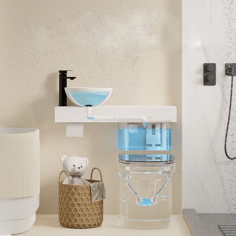 Contemporary White Ceramic Flush Toilet Floor Mounted Urine Toilet with Seat for Washroom