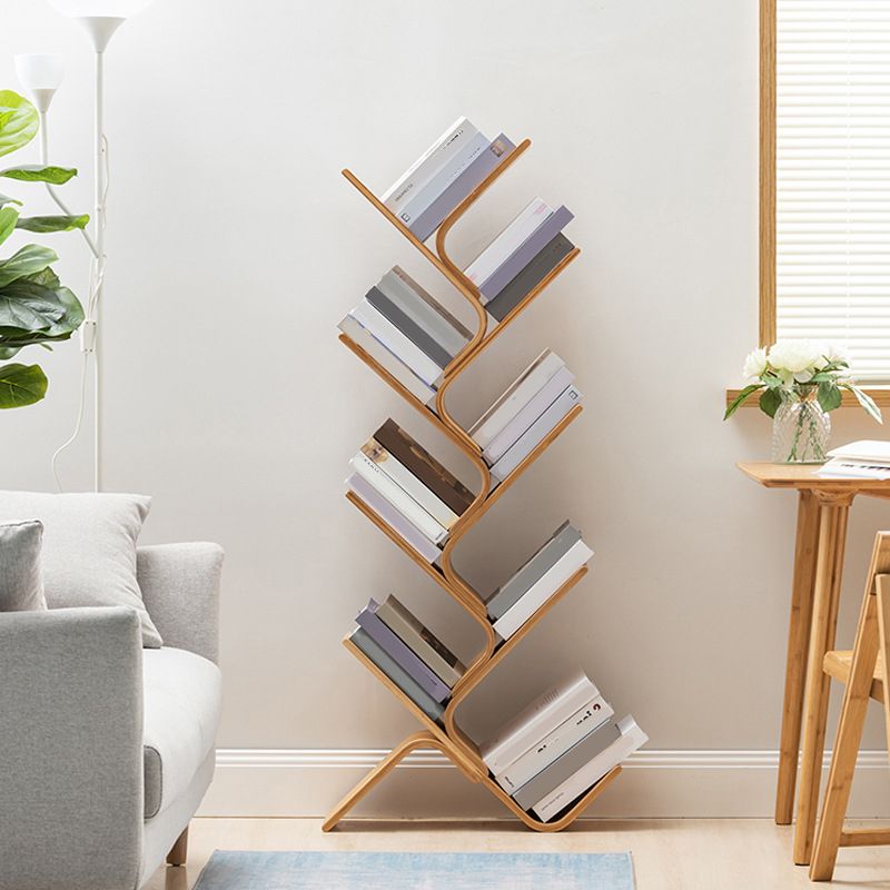 Urban Bamboo Shelf Bookcase Open Storage Vertical Bookshelf for Living Room
