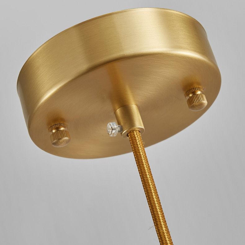 Modern Luxury Single Pendant Light Copper Cylindrical Hanging Lamp for Interior Spaces