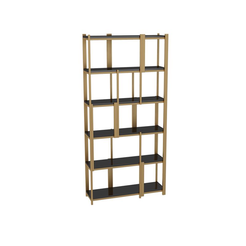 Modern Style Bookcase Gold Frame Metal Open Back Bookshelf for Home Office