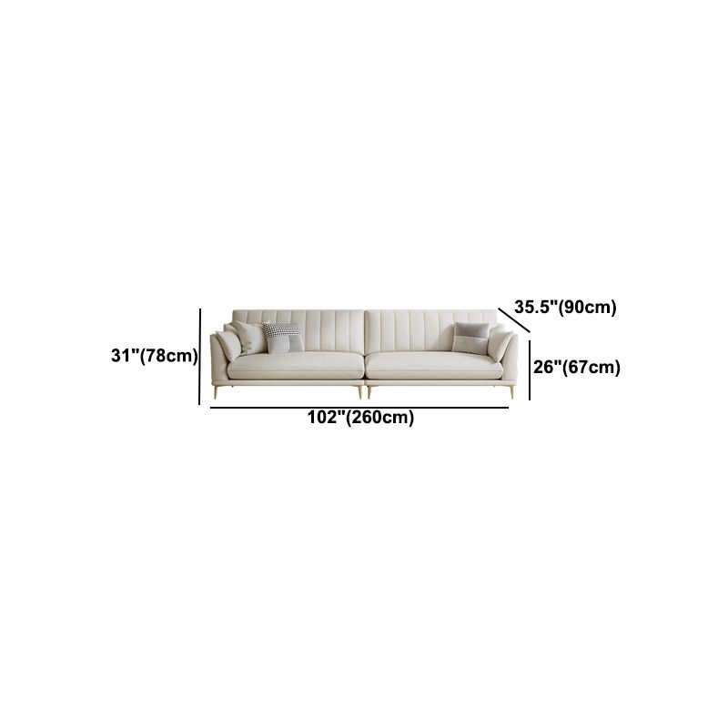 Contemporary Channel Back Faux Leather Sloped Arms Sofa/Sectionals,Ivory