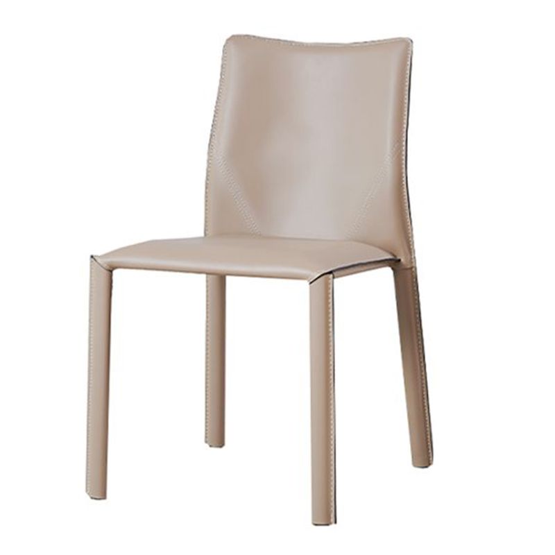 Modern Low Back Dining Chairs Faux Leather Armless Side Chair
