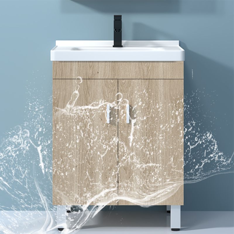 Mirror Vanity Wood Freestanding Rectangle 2 Doors Bathroom Vanity with Single Sink