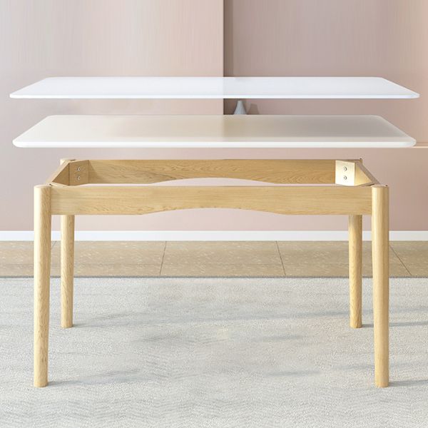 Contemporary White Rectangle Glass Top Dining Table with Legs