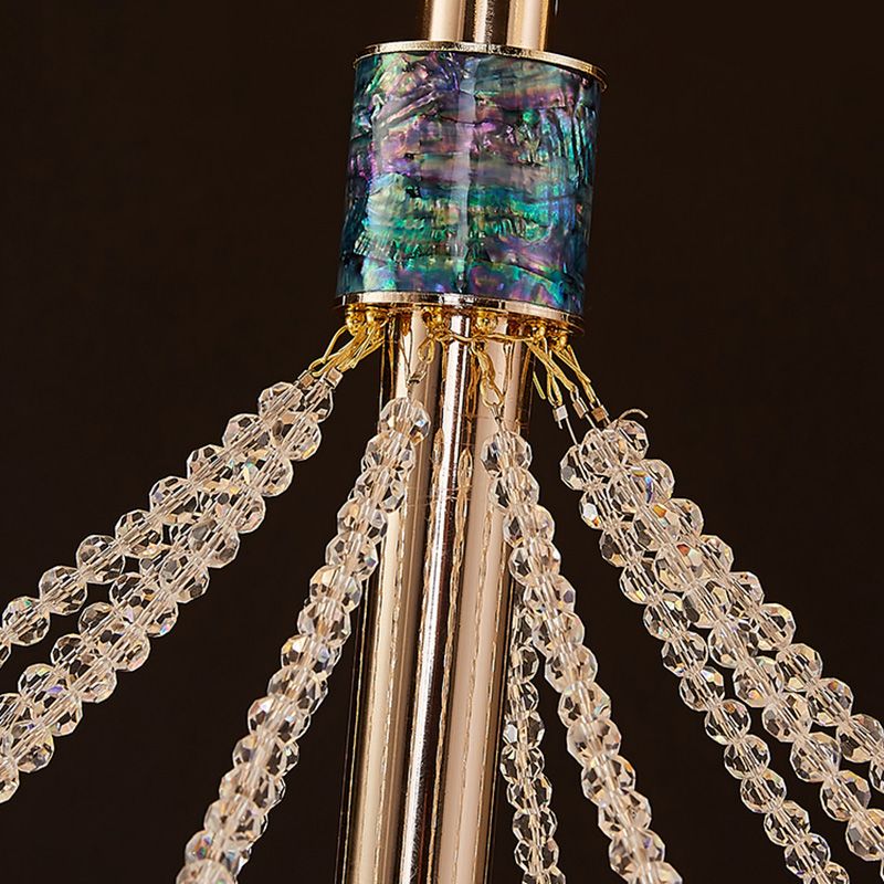 Postmodern LED Chandelier Oval Shape Suspension Lamp with Crystal Beads