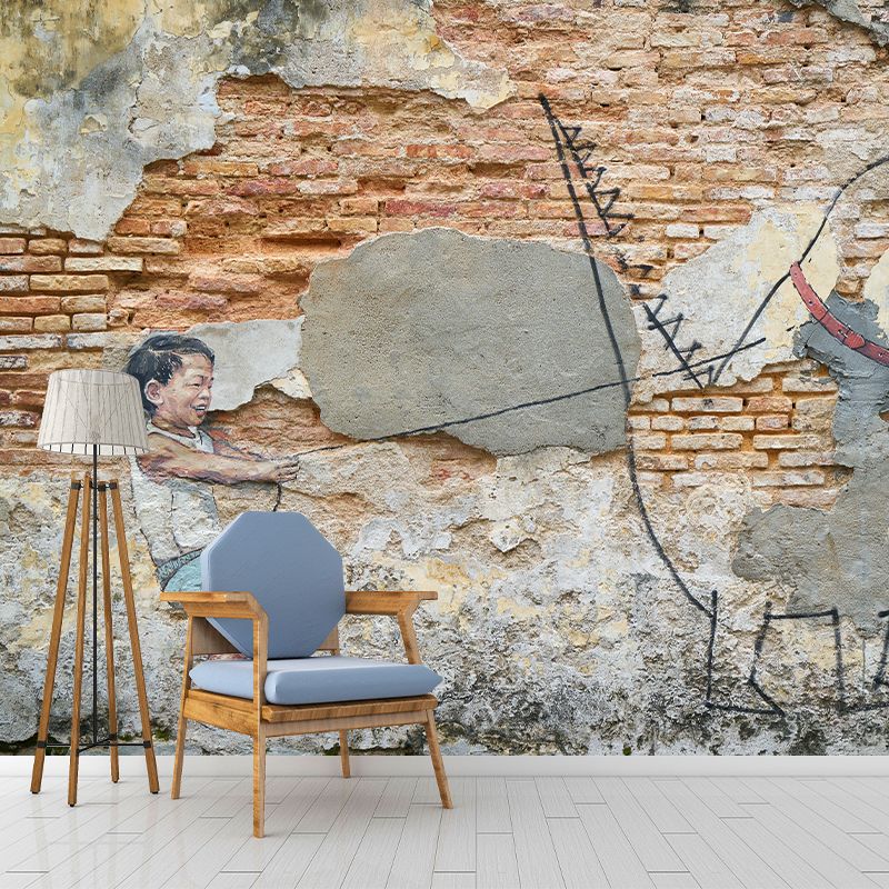 Photography Brick Wall Mural Environment Friendly Wallpaper for Home