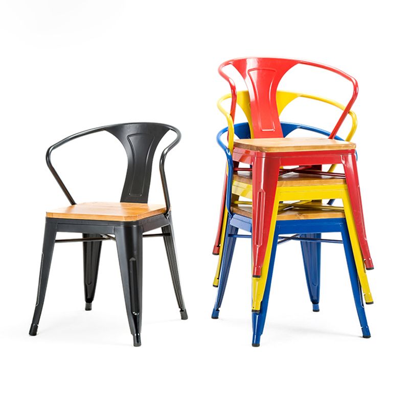 Industrial Metal Dining Chair Open Back Dining Side Furniture in Matte Finish for Indoor