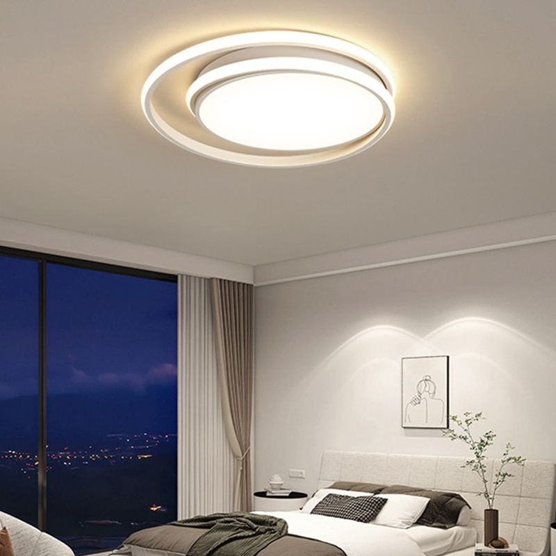 LED Ceiling Flush Contemporary Iron and Silica Gel Ceiling Mount in White Finish