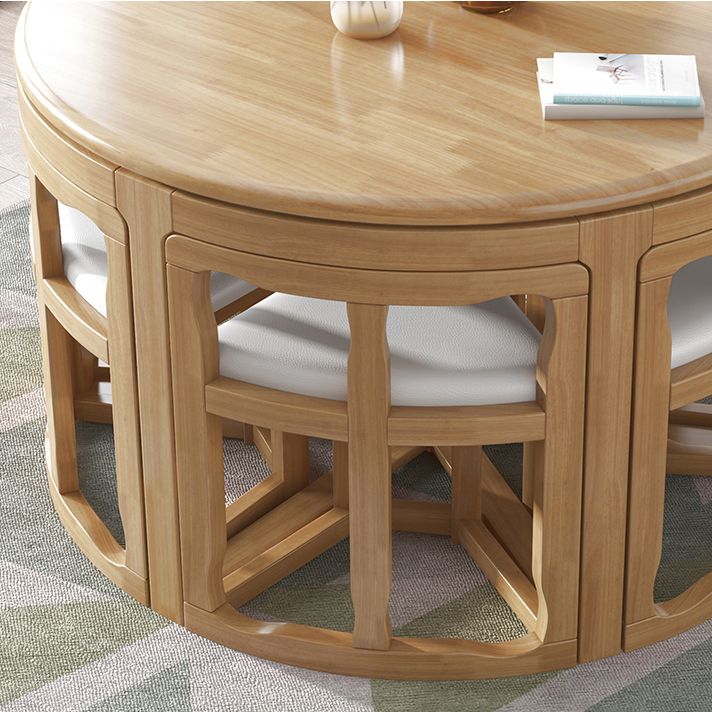 Round Solid Wood Dining Table Set 1/7 Pieces Dining Set for Kitchen