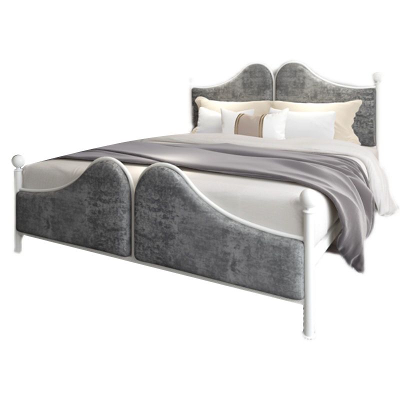Glam Standard Bed with Upholstered Headboard in Iron Frame Bed
