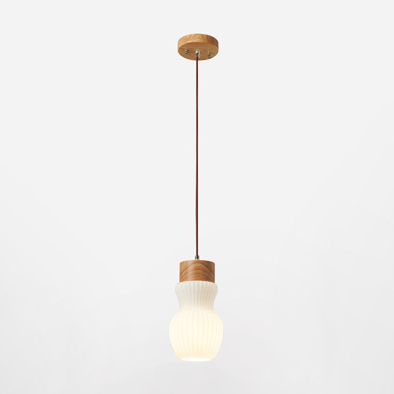 Lumières suspendues en verre Style moderne 1 Light suspendu montage de montage avec bois pour salle à manger