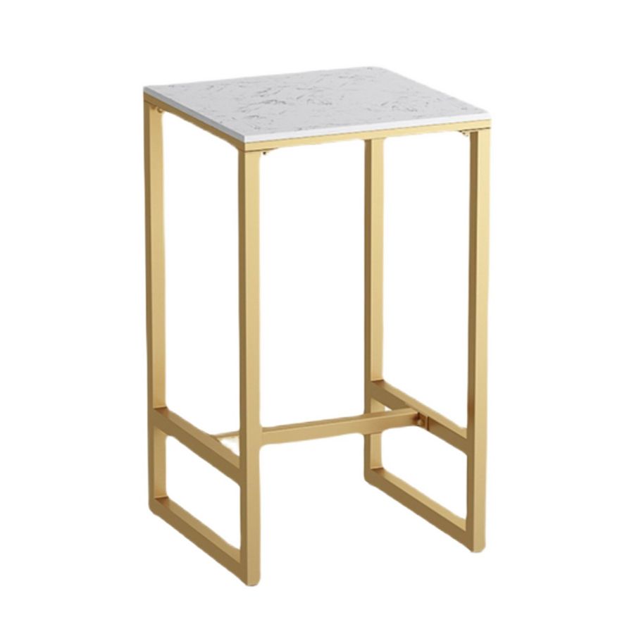 1/3/5 Pieces Glam Iron Bar Table Set White Faux Marble Top Bistro Set with Footrest