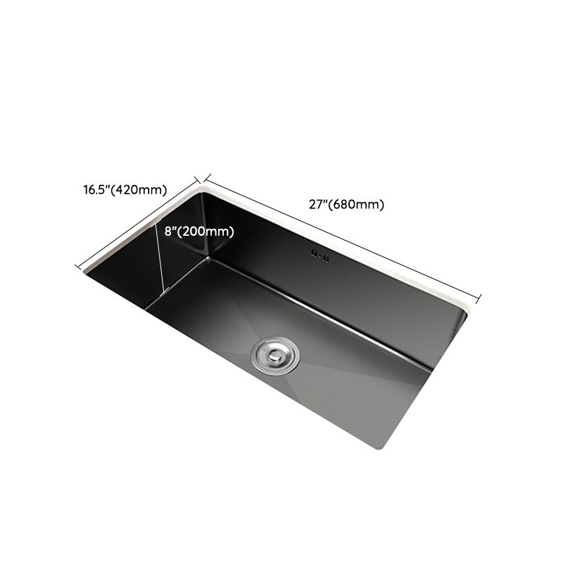 Rectangular Kitchen Sink Black Stainless Steel Single Bowl Top Mount Kitchen Sink