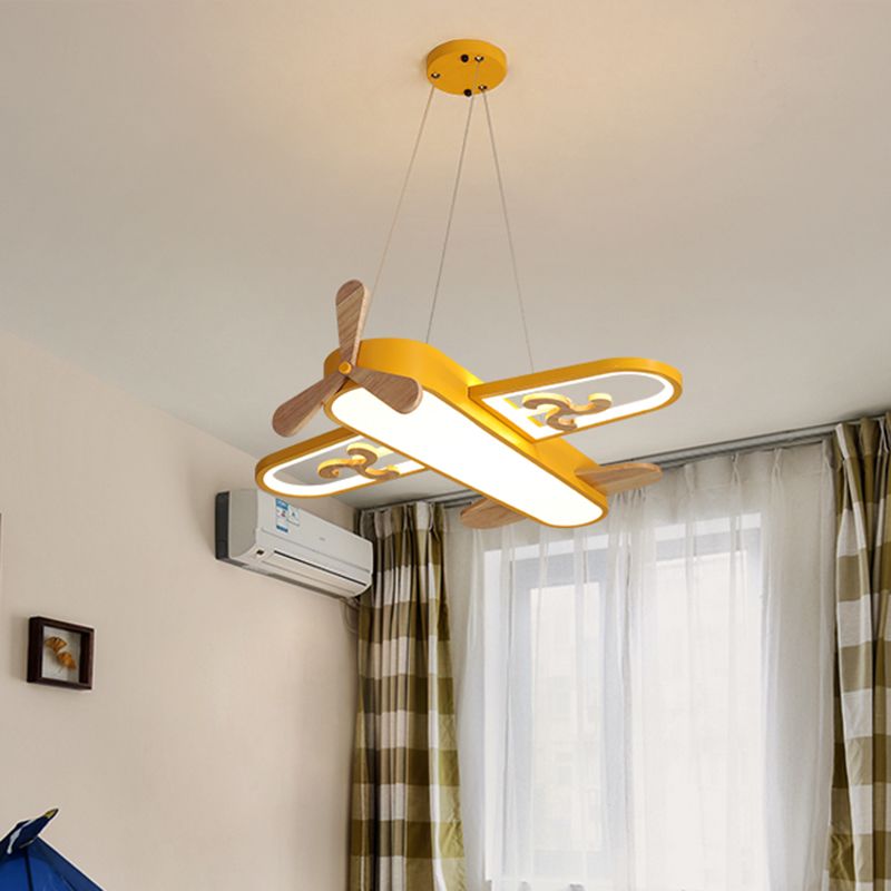 Plane Shape Down Lighting Pendant Modern Metal LED Yellow Chandelier Light Fixture for Child Room