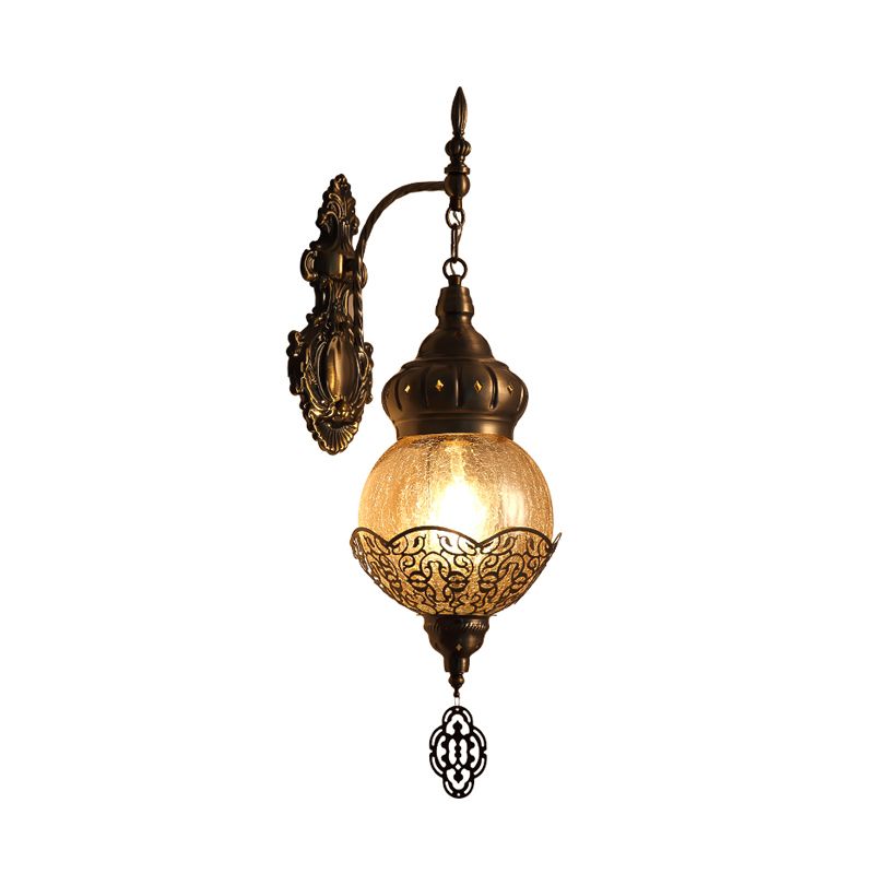 Globe/Oval Crackle Glaswand Lampe Vintage 1 Leichtes Esszimmer Leuchte in Bronze