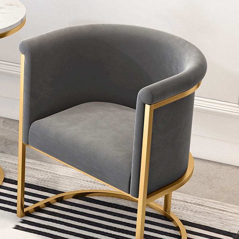 Parsons Velvet Arm Chair Velvet Gold Base Dining Chair for Dining Room