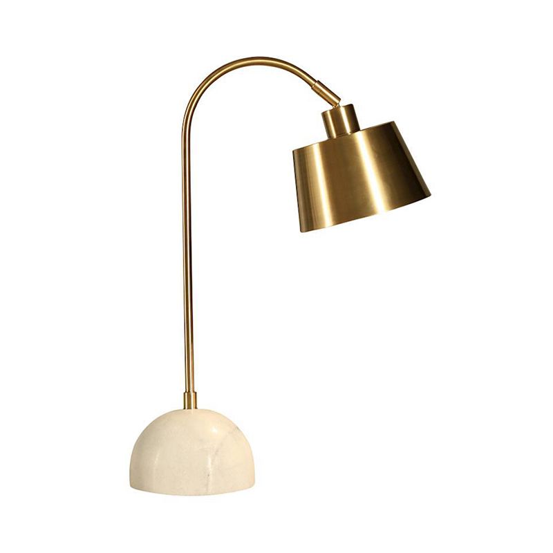 Modernist Tapered Table Lamp Metal 1 Bulb Task Lighting in Brass with Marble Base