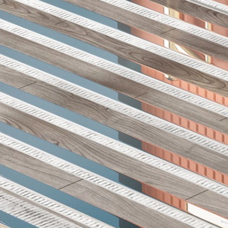 Metal Glam Slat Bed with Headboard Standard Bed with Metal Legs