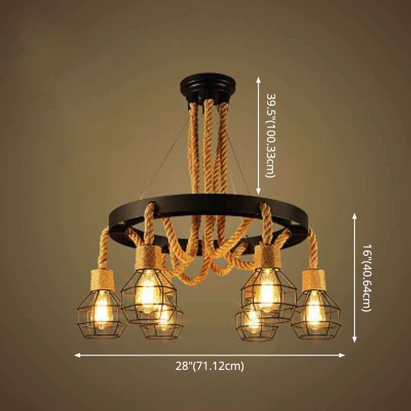 Cage Multi Drop Light Fittings Industrial Metal Hanging Pendant Lights for Restaurant